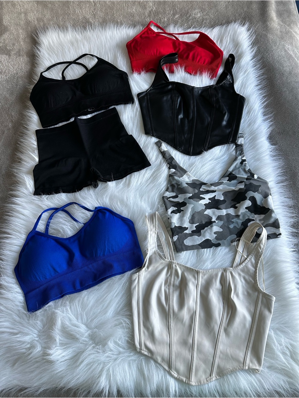 Mixed Women's Crop Tops & Sports Bras - Black, Red, Cobalt Blue, Camo, Cream